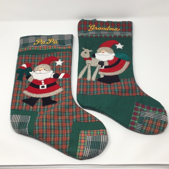 Christmas Stockings New Grandma Papa Quilted Funny - Picture 1 of 13
